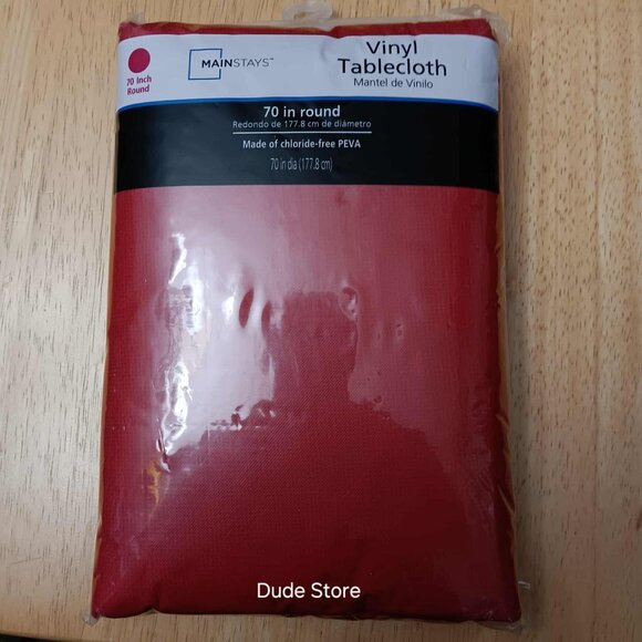 Mainstays 70-Inch ROUND Vinyl Tablecloth - Pimento Red - New in Package - Picture 2 of 3